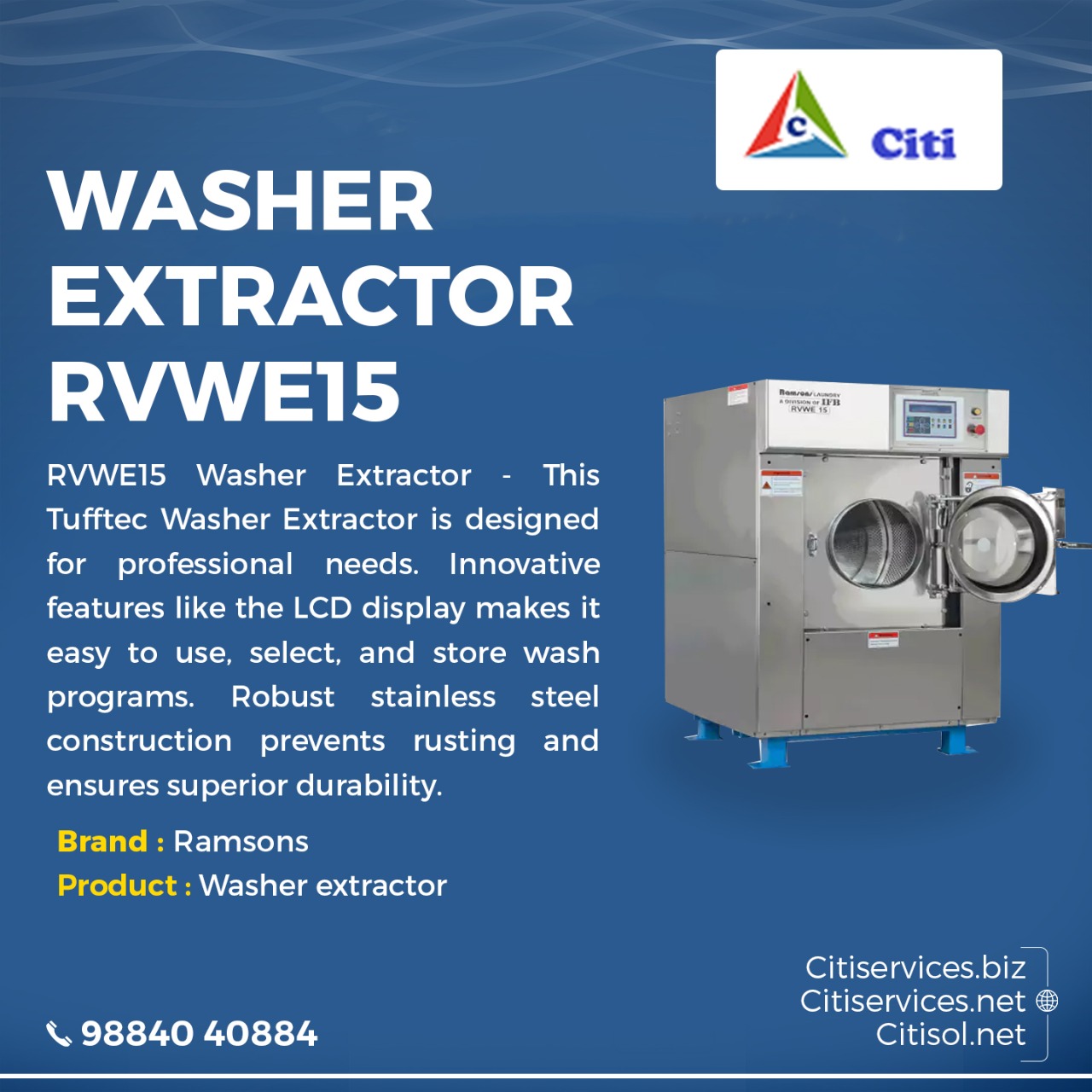 Industrial Washing Machine 15Kg RVWE15