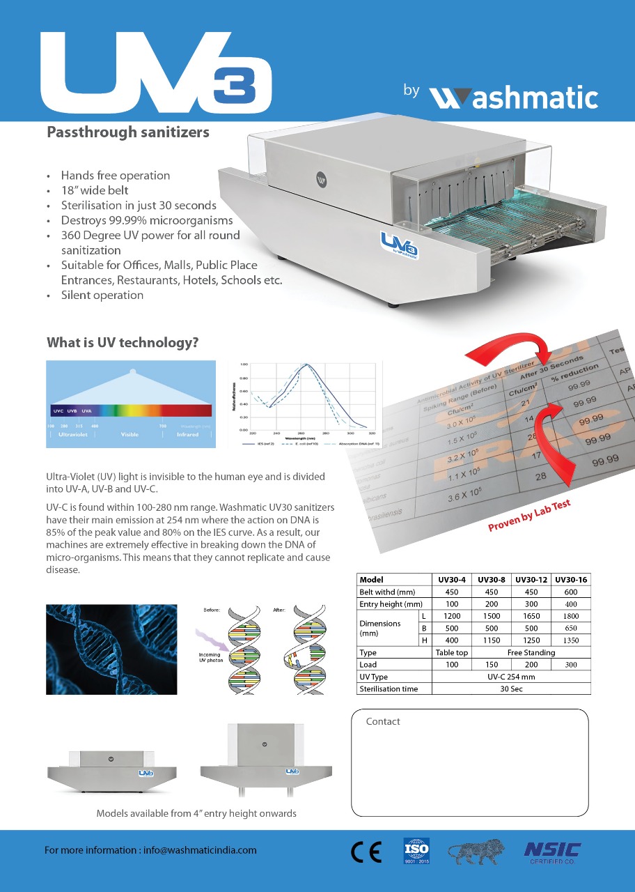 UV Sterilizer for Hotels and Hospitals certified by Lab